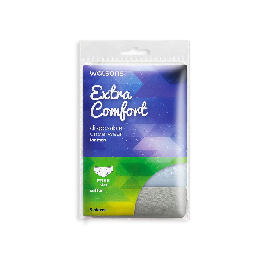WATSONS Disposable Cotton Underwear For Men Black Color (Free Size) 5s